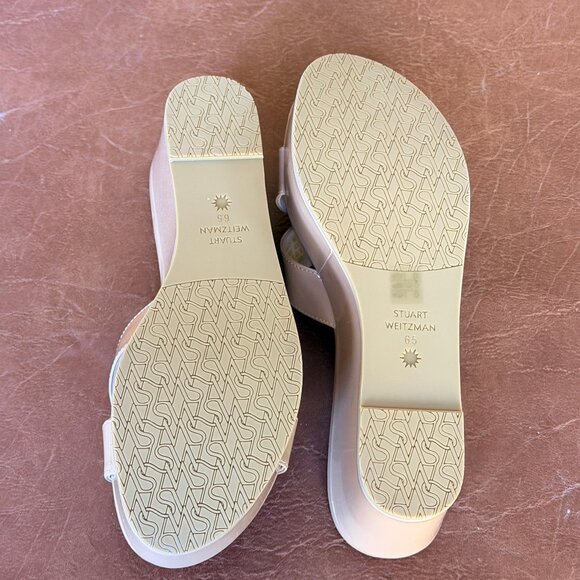 Stuart Weitzman Avenue 65 Flatform Wedge Slide Beige Sandal Size 6.5 NEW - Picture 14 of 15